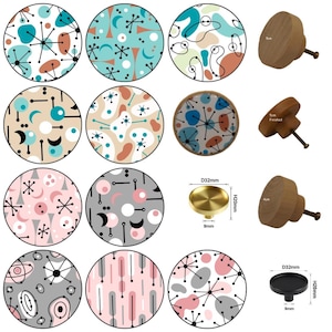 Tiradores redondos de madera para gabinetes, pomos de cajón y perillas de latón para decoración del hogar.