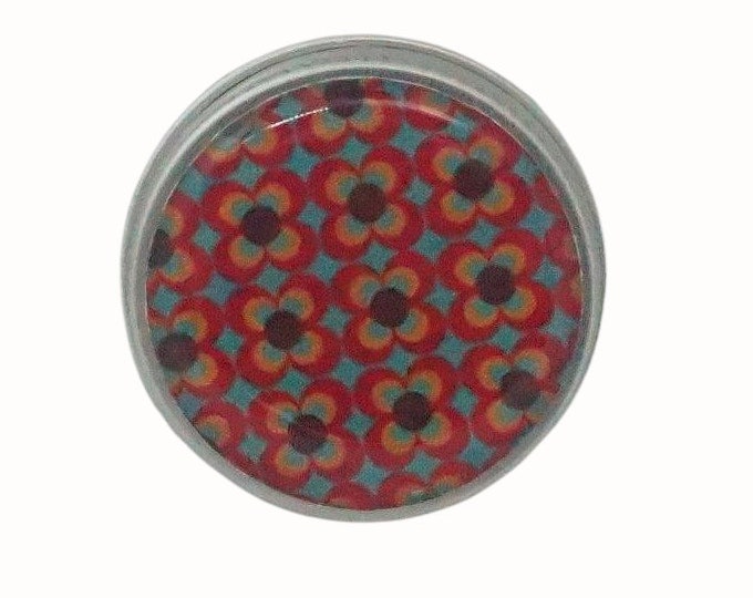 10ml Round Screw Top Handmade Decorative Tin Rings Earrings Pill Tin Mints Keepsakes Gift Box Patterned Retro Orange Red Brown Blue