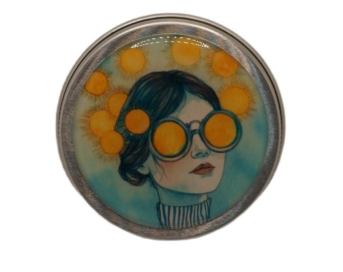 Vintage Eyes 50ml Tin, Round Storage Tin, Trinkets,  Pill Box, Mint Box, Candy Storage Tin