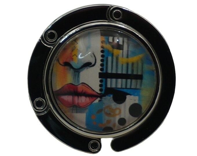 Abstract Art, Face, Lips, Purse Hook, Bag Holder, Table Top Bag Hanger, Purse Holder for Table, Purse Hanger, Purse Holder