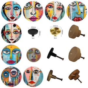 Bouton de tiroir abstrait - Poignée décorative colorée, bouton de commode unique