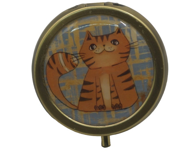 Cat, Orange Cat, Pill Box Medicine Case Trinket Box Earring Box Mint Box