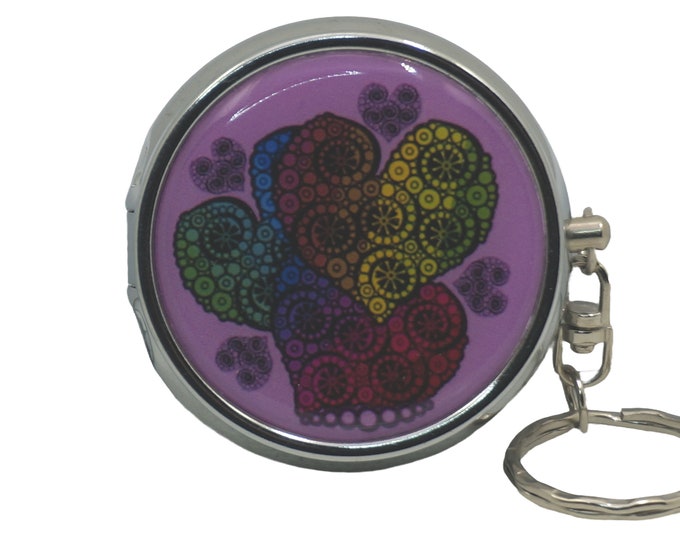 Rainbow Hearts, Portable Ashtray, Personal Stainless Steel Ashtray, Pocket Ashtray, Key Ring Ashtray