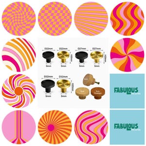 Groovy Retro in Pink and Orange  Drawer Knobs, Cabinet Pulls (4cm) (5cm) (2cm) (2.5cm) (3cm)