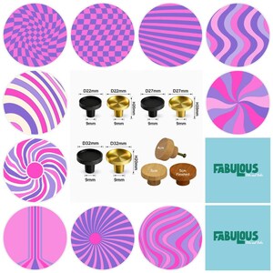 Groovy Retro in Pink and Purple  Drawer Knobs, Cabinet Pulls (4cm) (5cm) (2cm) (2.5cm) (3cm)