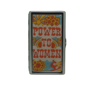 Power to Women, Retro, Hippy, King Size Zigarettenetui, Slim's, Zigarettenschachtel, Metallgeldkartenaufbewahrung