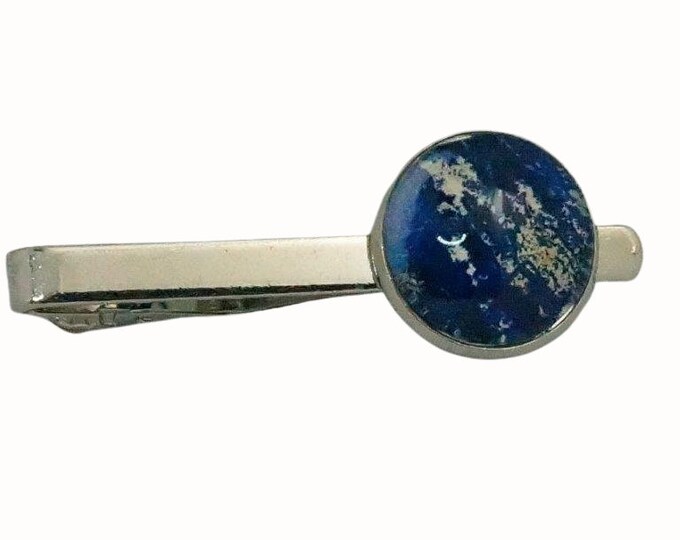 Tie Clip Tie Bar Accessories 1.8cm Glass Marbled Look Blue White
