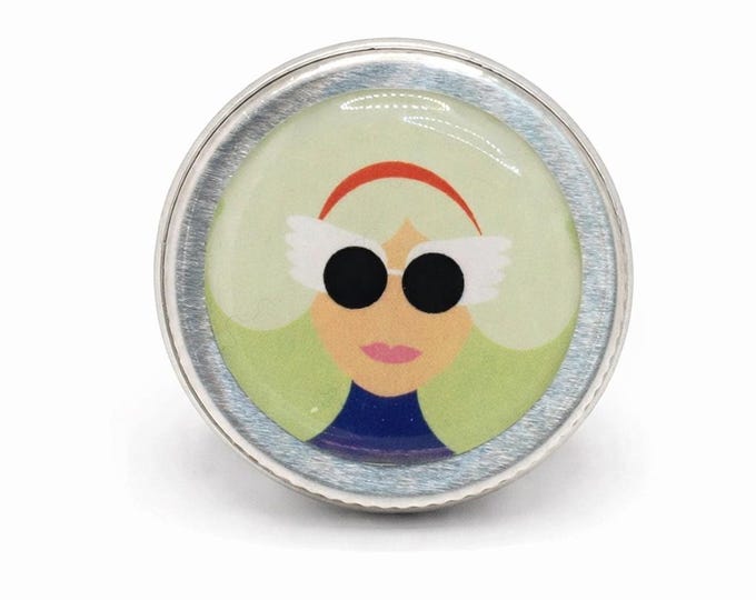 Funky Face 15ml Storage Tin, Handmade Decorative Pill Box