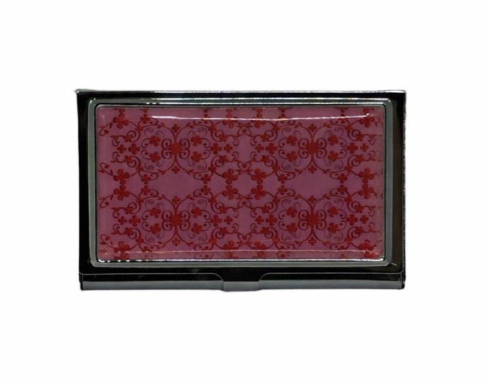 Pink and Red Card Holder, Metal Business Card Case, Cigarette Case, Credit Card Holder, Card Protector
