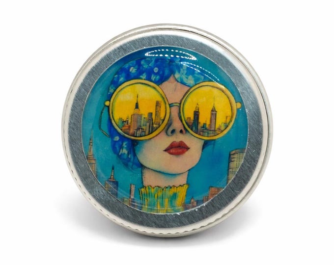 Surrealism Face 15ml Storage Tin, Handmade Decorative Pill Box