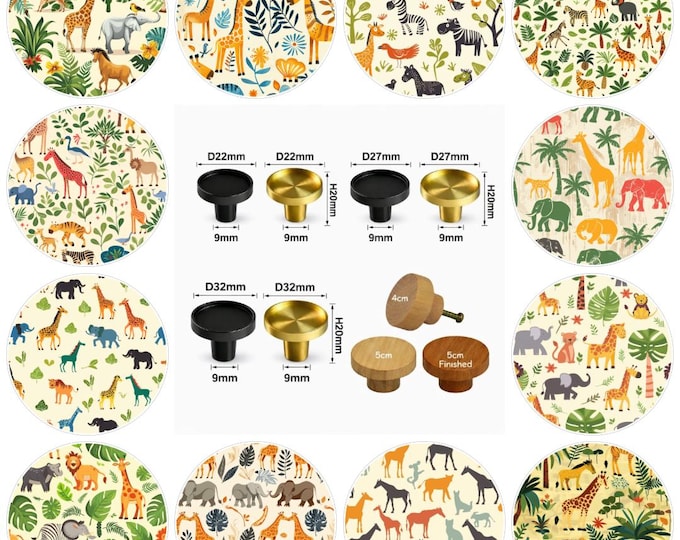 Safari Animals Drawer Knobs, Cabinet Pulls (4cm) (5cm) (2cm) (2.5cm) (3cm)