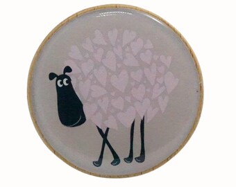 Wooden Beech Wall Hook, Coat Hook, Handcrafted Wall Hanger, Wall Art Nursery Decor, Love Hearts, Sheep