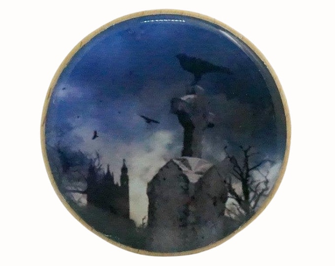 Beech Wood Wall Hook, Gothic Crow Tombstone Design, Handcrafted Wall Hanger