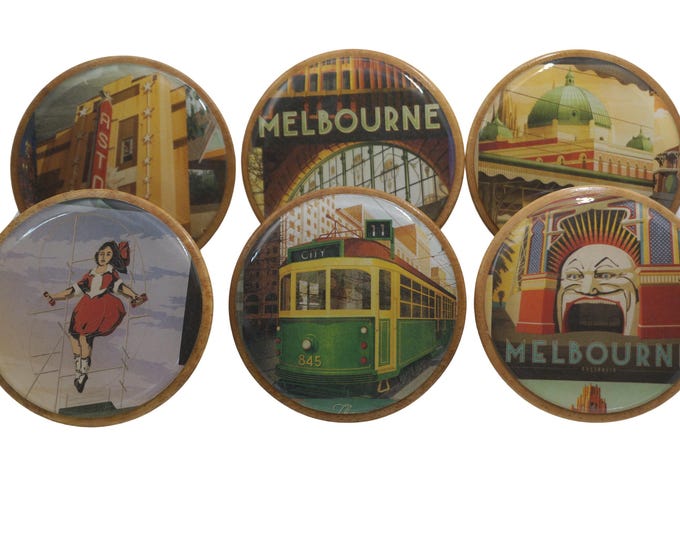 Nostalgic Melbourne, Luna Park, Skipping Girl, Tram, Flinders St Station, Wall Hooks, Wooden Wall Hooks, Coat Hooks, Wall Art, Wall Decor