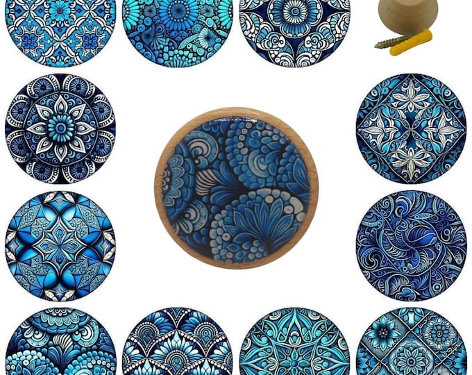 Blue Mandala Wall Hooks, Coat Hooks, Wall Decor, Decorative Wall Hooks, Wall Art