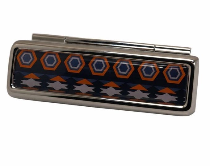 Handmade Lipstick Holder with Mirror: Tribal Pattern