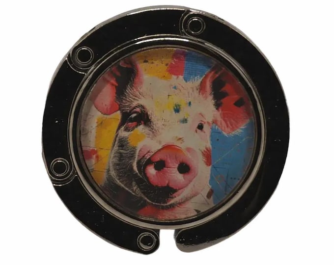 Pig, Farm Animals, Purse Hook, Bag Holder, Table Top Bag Hanger