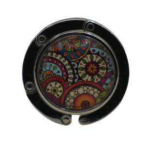 Patterned, Circles, Rainbow, Purse Hook, Bag Holder, Table Top Bag Hanger