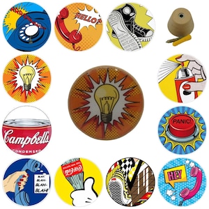 Pop Art Wooden Wall Hooks, Hand Decorated, 5cm
