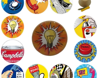 Pop Art Wooden Wall Hooks, Hand Decorated, 5cm