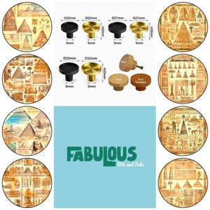 Egyptian Wooden Drawer Knobs, Furniture Decor, 5cm