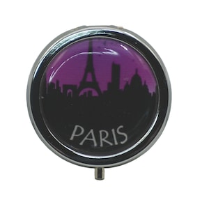 Paris, Pill Box, Silver Plated, Medicine Case, One Day Pill Box, Trinket Box, Pill Case