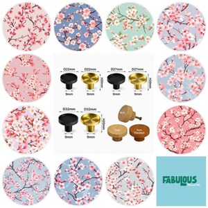 Japanese Blossom Drawer Knobs, Cabinet Handles, Round Wooden Drawer Knobs, Drawer Handles, Cabinet Pulls, Brass Knobs