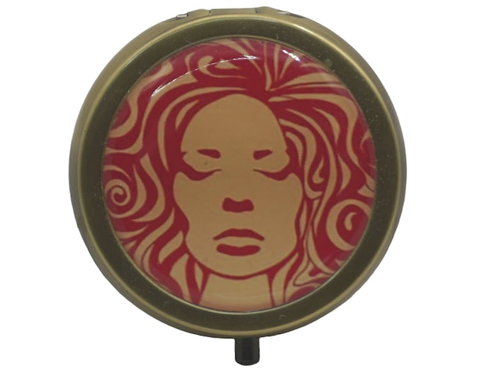 Aquarius Pill Box: Handmade Vintage Style Medicine Case