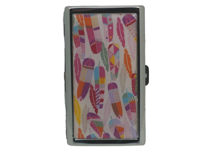 Feathers Metal King Size Cigarette Case, Card Wallet