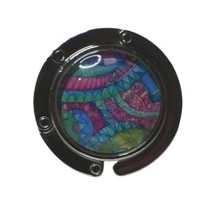 Patterned, Pink, Blue, Green, Purse Holder, Purse Hook, Bag Holder, Table Top Bag Hanger