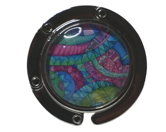 Patterned, Pink, Blue, Green, Purse Holder, Purse Hook, Bag Holder, Table Top Bag Hanger