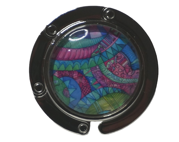 Patterned, Pink, Blue, Green, Purse Holder, Purse Hook, Bag Holder, Table Top Bag Hanger