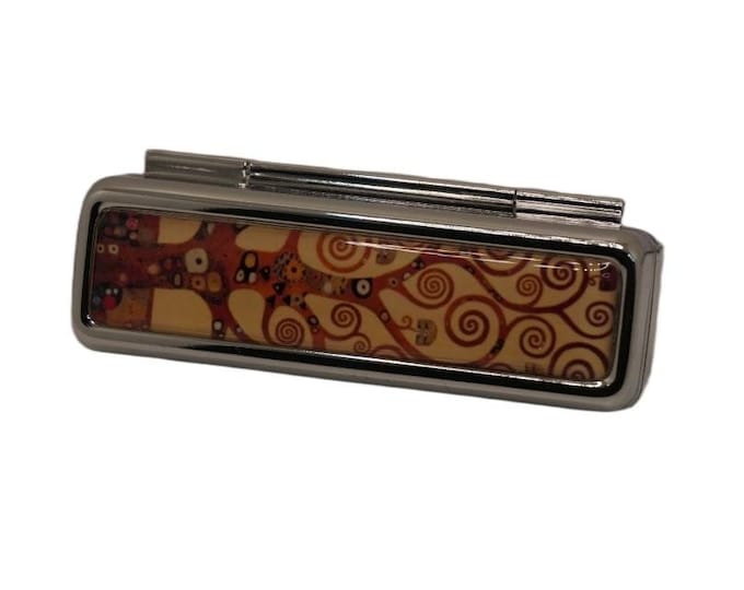 Handmade Gustav Klimt 'Tree of Life' Lipstick Holder with Mirror