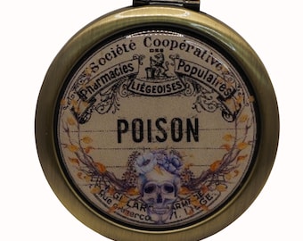 Poison, Haunted, Gothic, Skull, Compact Mirror, Purse Mirror, Pocket Mirror, Handbag Mirror