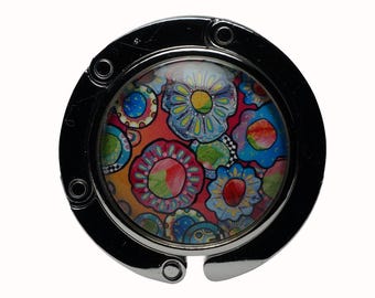 Gancho para bolso, soporte para bolso, colgador de mesa para bolso, colgador para bolso, colgador para bolso, floral, flores, flores brillantes