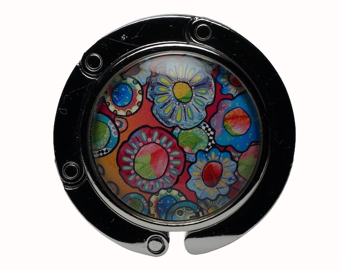 Purse Hook, Bag Holder, Table Top Bag Hanger, Bag Hanger, Purse Hanger, Floral, Flowers, Bright Flowers