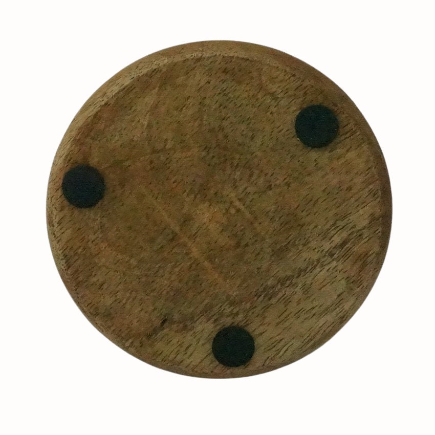 Set Di 4 Sottobicchieri In Legno Di Mango Naturale Con Corteccia, Intagliati A Mano, Diametro 11 Cm, Stile Rustico GoCraft