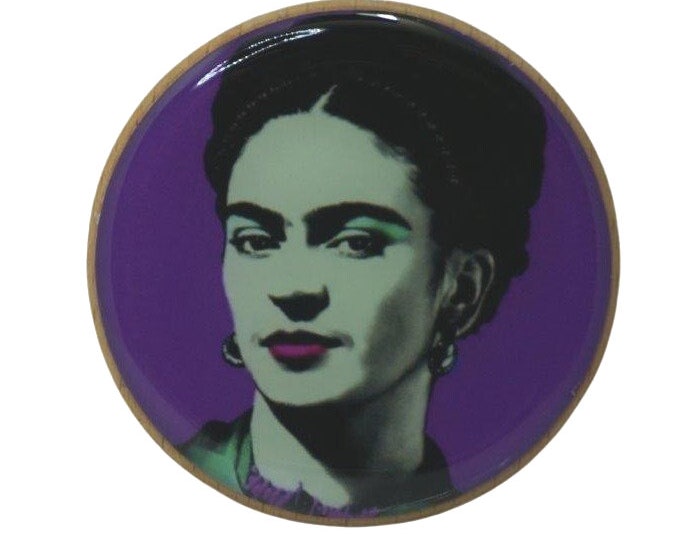 Frida Kahlo, Pop Art, Purple, Wooden Wall Hook, Wall Art, Coat Hook, Handcrafted Wall Hanger