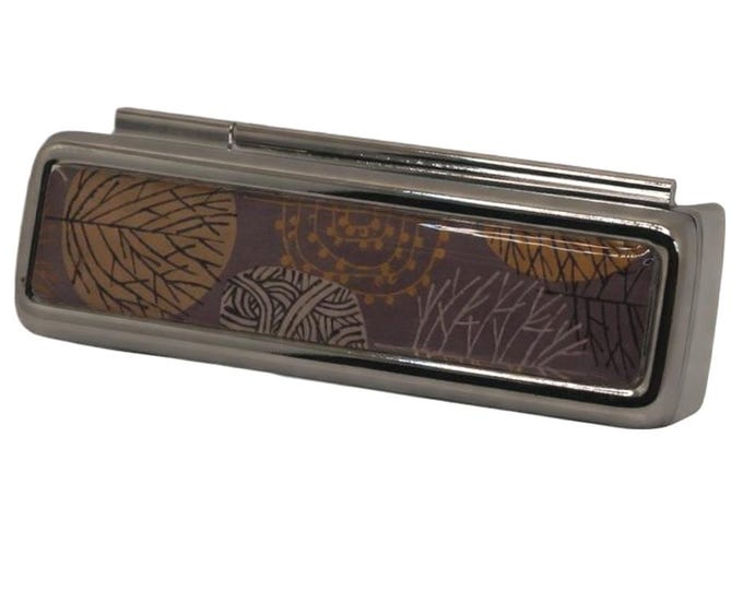 Hand Decorated Lipstick Holder with Mirror, Floral Trees Design