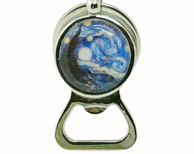 Handmade Keyring Bottle Opener Key Ring Vincent van Gogh Starry Night