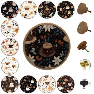 Tiradores redondos de madera color café para gabinetes, pomos para cajones, decoración del hogar