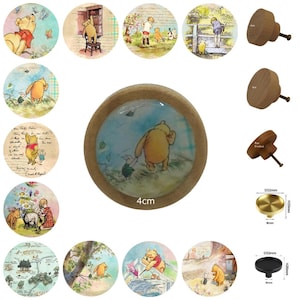 Perillas de madera para cajones de Winnie the Pooh, decoración infantil