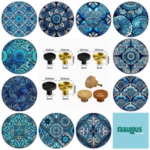 Blaue Mandala Knäufe, Möbelknäufe, Möbelknöpfe, Möbelknäufe