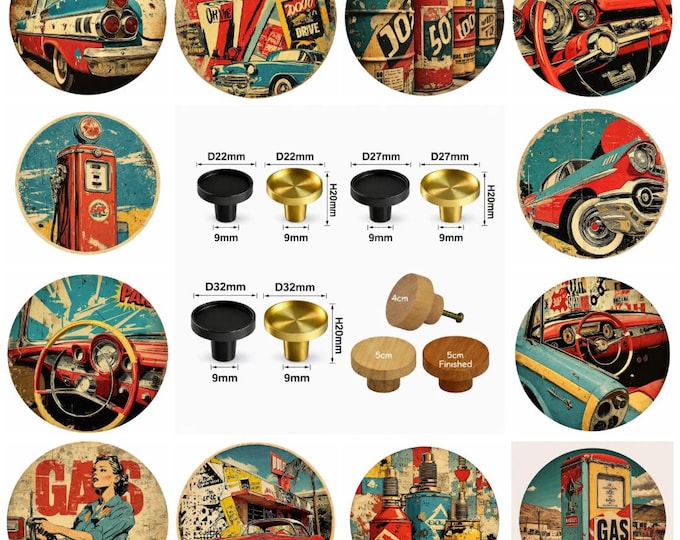 Retro Junk, Pop Art Drawer Knobs, Automobiles, Retro Furniture Decor, Wooden Drawer Knobs, Brass Cabinet Knobs
