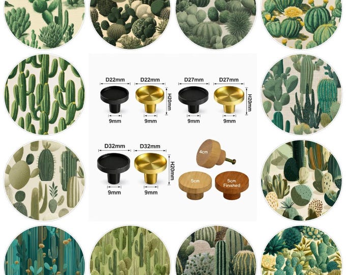 Cactus Drawer Knobs, Cabinet Pulls (4cm) (5cm) (2cm) (2.5cm) (3cm)