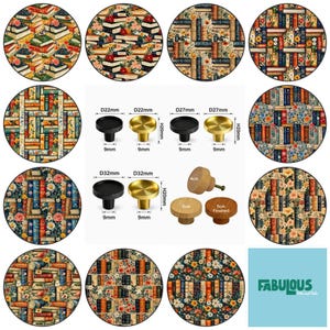 Books Round Wooden Cabinet Pulls, Drawer Knobs, Home Decor, Brass Knobs