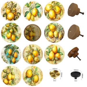 Drawer Knobs, Lemons, Cabinet Handles, Furniture Drawer Knobs, Round Wooden Drawer Knobs, Drawer Handles