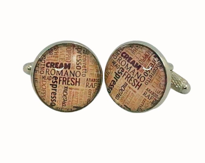 Stainless Steel Cufflinks Accessories 1.8cm Glass Coffee