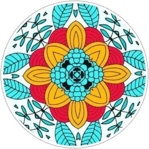 Pattern Drawer Knobs, Blue, Red, Yellow, Cabinet Handles, Furniture Drawer Knobs, Round Wooden Drawer Knobs, Drawer Handles, Cabinet Pulls Design 5