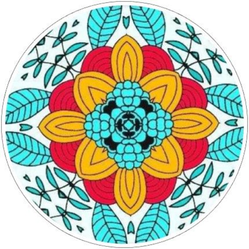 Pattern Drawer Knobs, Blue, Red, Yellow, Cabinet Handles, Furniture Drawer Knobs, Round Wooden Drawer Knobs, Drawer Handles, Cabinet Pulls Design 5